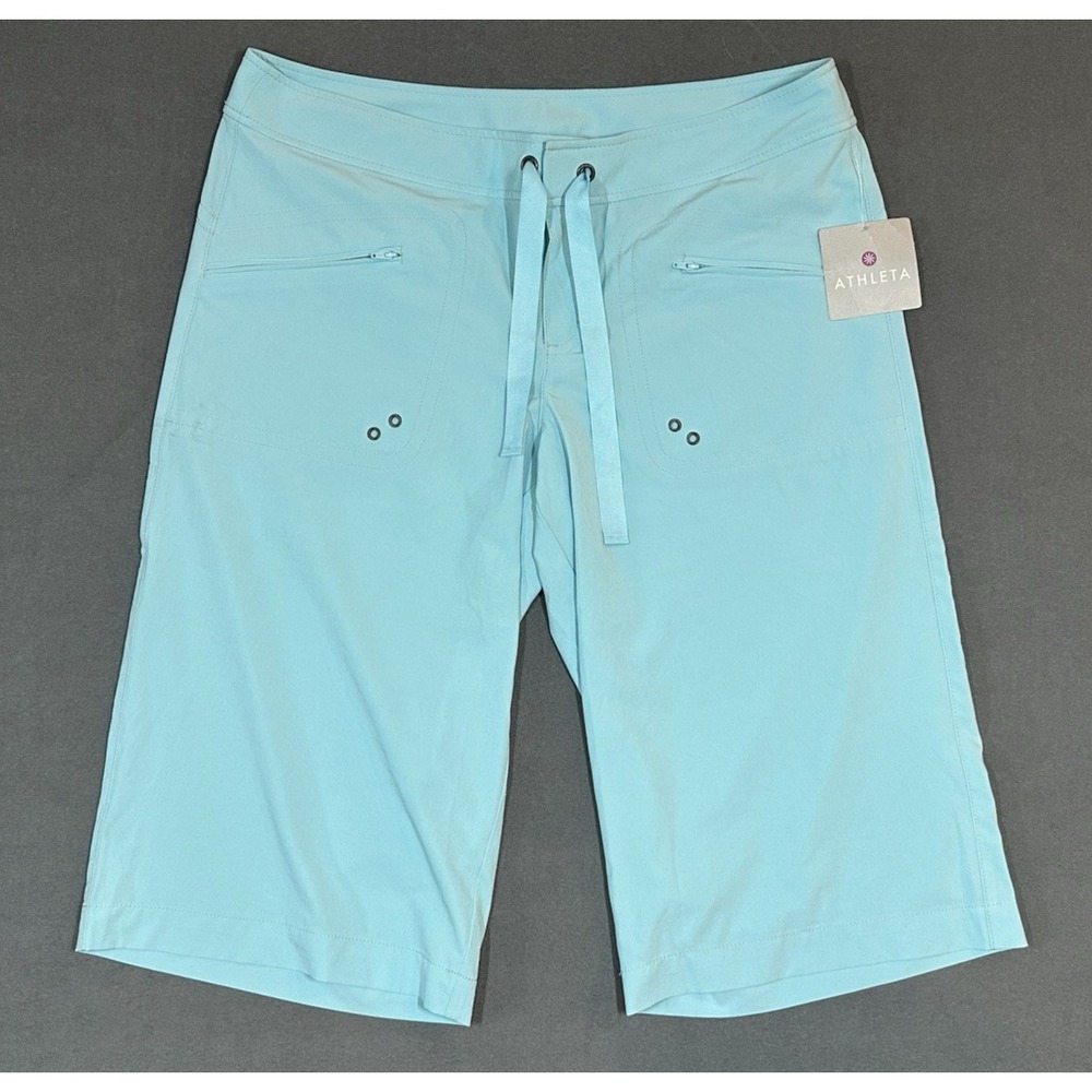 NEW Athleta Cropped‎ Pants Blue Wide Leg Womens Size 14 NWT